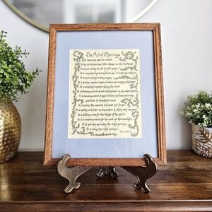 Vintage Art of Marriage Wilferd Peterson Wood Frame Creative Calligraphy USA